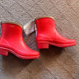 NWB Aigle Miss Juliette Ankle Rainboot Red | Size 5 or FR 35